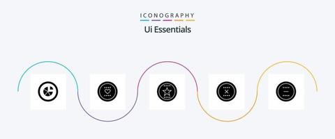 ui essentials glyph 5 icon pack inklusive schließen. stornieren. Liebe. Stern. Favorit vektor