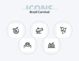 Brasilien Karneval Linie Icon Pack 5 Icon Design. Karneval. Kostüm. Flagge. Maske. Karneval vektor