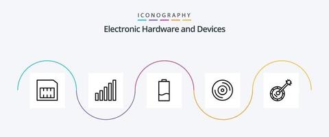 Geräte Linie 5 Icon Pack inklusive Musik. Banjo. Elektrizität. Audio. dj vektor