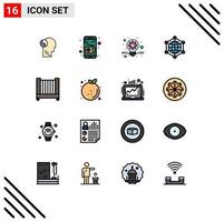 16 kreative Symbole moderne Zeichen und Symbole des Internet-Servers für die Vermarktung von Krippenbetten, editierbare kreative Vektordesign-Elemente vektor