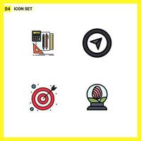 Aktienvektor-Icon-Pack mit 4 Linienzeichen und Symbolen für stationäre Zielstift-Zeiger-Globus-editierbare Vektordesign-Elemente vektor