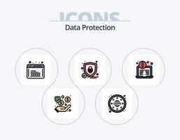 Datenschutzlinie gefüllt Icon Pack 5 Icon Design. . Netz. Sicherheit. Programmierung. Kodierung vektor