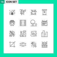 16 Benutzeroberflächen-Gliederungspaket mit modernen Zeichen und Symbolen für Glück, Glück, gefährliche Präsentationspodien, editierbare Vektordesign-Elemente vektor