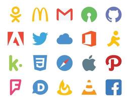 20 Social-Media-Icon-Packs, einschließlich Apple Safari, Twitter, CSS-Ziel vektor