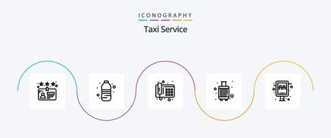 Taxi-Servicelinie 5 Icon Pack inklusive Station. Planke. Telefon. reisen. Gepäck vektor