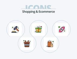 Shopping- und E-Commerce-Linie gefüllt Icon Pack 5 Icon Design. Handtasche. Einkaufen. Diamant. Code. Bar vektor