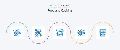 Food Blue 5 Icon Pack inklusive . Menübuch. Reservierung. Speisekarte. Wasser vektor