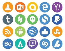 20 Social-Media-Icon-Packs, einschließlich Stumbleupon Google Earth Tumblr Android Paypal vektor