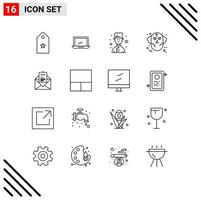 Stock Vector Icon Pack mit 16 Zeilen Zeichen und Symbolen für Wolf Man Hardware Halloween Cook editierbare Vektordesign-Elemente