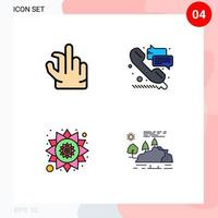 4 fylld linje platt Färg begrepp för webbplatser mobil och appar i rangoli hjälp ring upp landskap redigerbar vektor design element
