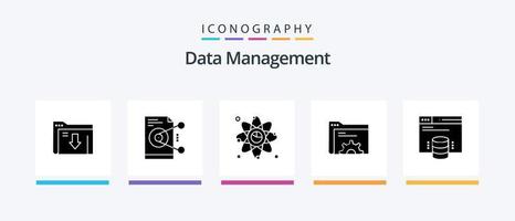 Datenmanagement Glyph 5 Icon Pack inklusive . Verknüpfung . teilen. Grafik . Atom. kreatives Symboldesign vektor