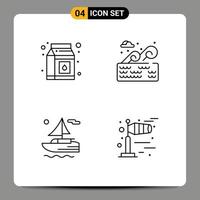 universelle Symbolsymbole Gruppe von 4 modernen Filledline-Flachfarben von Milchtransport-Wasserhalter Wetter editierbare Vektordesign-Elemente vektor
