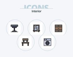 Innenlinie gefüllt Icon Pack 5 Icon Design. . heim. Fenster. Dekorationen. Innere vektor