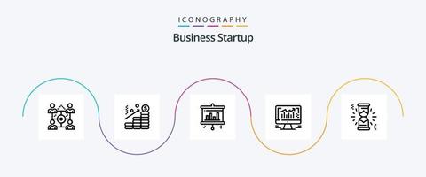 företag börja linje 5 ikon packa Inklusive företag . dator . dollar . projektor vektor