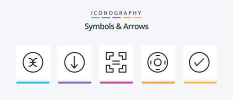 symbole und pfeile linie 5 icon pack mit symbolen. alt. Zeichen. Aufkleber. Etikett. kreatives Symboldesign vektor