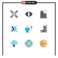 universelle Symbolsymbole Gruppe von 9 modernen flachen Farben des menschlichen Bürokörpers des Regenschirms Multimedia-editierbare Vektordesign-Elemente vektor