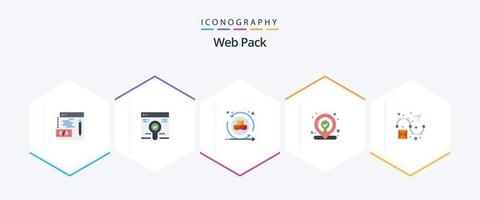 Web Pack 25 Flat Icon Pack inklusive . Design. interaktiv3d. Kreativität. Karte vektor