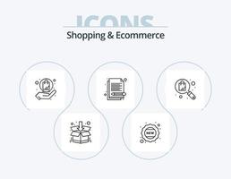 Shopping- und E-Commerce-Line-Icon-Pack 5 Icon-Design. Verkauf. Abzeichen. online. Einkaufen. online vektor