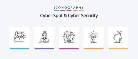 Cyber Spot und Cyber Security Line 5 Icon Pack inklusive Lebensretter. Hilfe. Virus. Mädchen. Stoppuhr. kreatives Symboldesign vektor