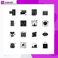 Stock Vector Icon Pack mit 16 Zeilenzeichen und Symbolen für Economy Laptop Message Online Report editierbare Vektordesign-Elemente