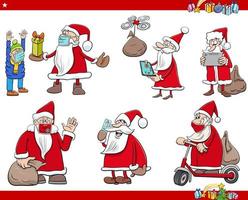 humorvolle Cartoons der Weihnachtsferien eingestellt vektor