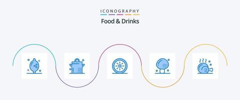 Essen und Getränke blau 5 Icon Pack inklusive Mahlzeit. Getränke. Kochen. Kochen. Pilz vektor