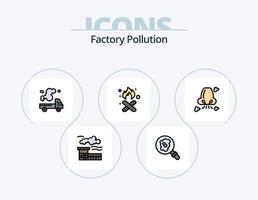 fabrik förorening linje fylld ikon packa 5 ikon design. fabrik. rök. förorening. förorening. miljö vektor