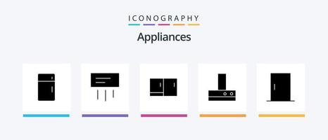 Appliances Glyph 5 Icon Pack inklusive Möbel. Küche. heim. Fan. Haushaltsgeräte. kreatives Symboldesign vektor