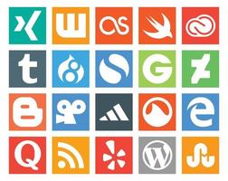 20 Social Media Icon Pack inklusive Quora Grooveshark Drupal adidas Blogger vektor