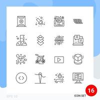 16 Benutzeroberflächen-Gliederungspaket mit modernen Zeichen und Symbolen von langsamen Ziegeln, Analytik, Ziegelsicherheit, bearbeitbare Vektordesign-Elemente vektor