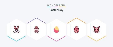 Ostern 25 Filledline Icon Pack inklusive . Kaninchen. Dekoration. Ostern. Hase vektor