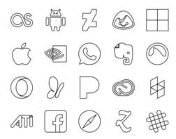 20 Social-Media-Icon-Pack, einschließlich ati adobe evernote cc pandora vektor