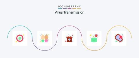 virus överföring platt 5 ikon packa Inklusive coronavirus. säkerhet. nödsituation. medicinsk. ansikte vektor