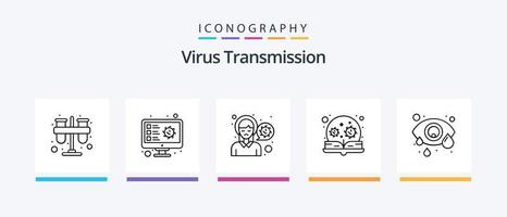 Virus Transmission Line 5 Icon Pack inklusive Sicherheit. Hand. Anatomie. Keim. bakteriell. kreatives Symboldesign vektor