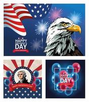 Happy Presidents Day Poster mit einer Reihe von Szenen vektor