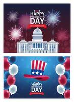 Happy Presidents Day Poster mit einer Reihe von Szenen vektor