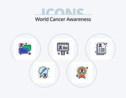 World Cancer Awareness Line gefüllt Icon Pack 5 Icon Design. Pflege. Bericht. Tablette. Zeichen. Werbetafel vektor