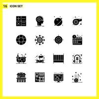 16 thematische Vektor-Solid-Glyphen und bearbeitbare Symbole von globalen Hilfe-Orbitpfeifen-Schiedsrichtern bearbeitbare Vektordesign-Elemente vektor
