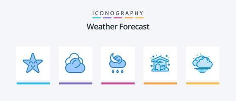 Weather Blue 5 Icon Pack inklusive . warm. Mond. Wolke. Wetter. kreatives Symboldesign vektor