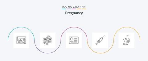 graviditet linje 5 ikon packa Inklusive vaccin. spruta. läsplatta. medicinsk. kardiologi vektor