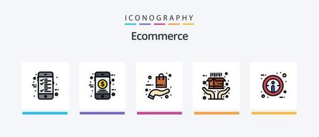 E-Commerce-Linie gefüllt 5 Icon Pack einschließlich Standort. Aufkleber. Tasche. frei. Einkaufen. kreatives Symboldesign vektor