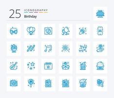 Geburtstag 25 blaues Icon Pack inklusive Geburtstag. Dekoration. Party. Geburtstag. Party vektor