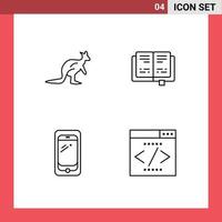 4-Benutzeroberflächen-Linienpaket mit modernen Zeichen und Symbolen von anomalen Telefon-Indigenen-Buch-mobilen editierbaren Vektordesign-Elementen vektor