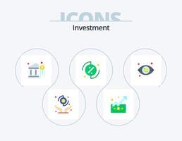 Investment Flat Icon Pack 5 Icon Design. Sicht. Dollar. Bank. Prozentsatz. Investition vektor