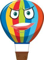 Heißluftballon-Zeichentrickfilmfigur mit wütendem Gesichtsausdruck auf weißem Hintergrund vektor