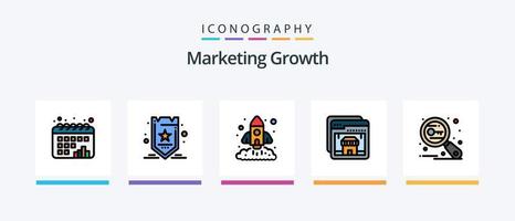 marknadsföring tillväxt linje fylld 5 ikon packa Inklusive Framgång. marknadsföring. upp. tillväxt. utskick. kreativ ikoner design vektor