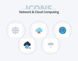 Netzwerk- und Cloud-Computing-Flat-Icon-Pack 5-Icon-Design. Technologie. Internet. Karte. global. Alarm vektor