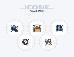 seo und web line gefüllt icon pack 5 icon design. . Gang. Netz. Zahnrad. suchen vektor