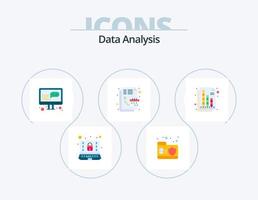 Datenanalyse flach Icon Pack 5 Icon Design. dokumentieren. Graph. Sicherheit. Digital. Management vektor