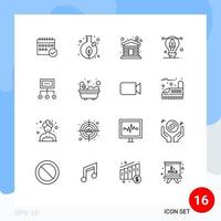 Stock Vector Icon Pack mit 16 Linienzeichen und Symbolen für Artwork Home Blatt Holzhaus editierbare Vektordesign-Elemente